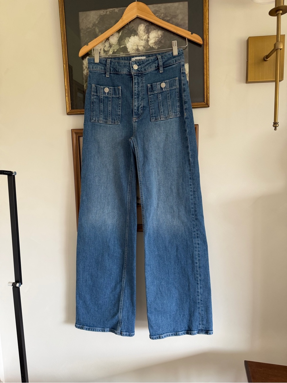 PAIGE Classic Wide-Leg High-Rise Jeans - Medium Blue - Picture 3 of 12
